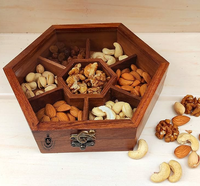 Houten doos voor gedroogd fruit, modern design, 5-delige houten doos voor tuin, theetafeldecoratie.