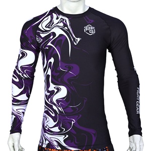 Logotipo personalizado Sublimación Impreso Spandex Camisas de compresión Surf Buceo Rashguard BJJ Uniformes Unisex MMA Rash Guard - Product Image 1