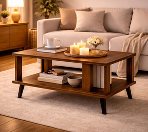 Table basse industrielle en bois foncé personnalisée OEM pour salon, prix d'usine, fournitures en gros - Product Image 5