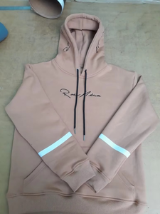 Sweat à capuche personnalisé 100% coton épais, pull-over blanc avec bande latérale noire, en molleton bouclette, pour homme, vente en gros, vierge - Product Image 1