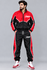 Conjunto Deportivo Personalizado para Hombre en Negro y Rojo, Chaqueta Cortavientos Ligera y Pantalones Jogger, Fabricantes de Ropa Deportiva al Por Mayor - Product Image 3