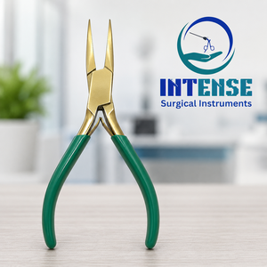 คีมปากแหลมแบบมืออาชีพ ชุบทอง ด้ามจับสีเขียว เครื่องมือทำเครื่องประดับ - Product Image 1