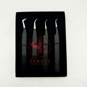 แหนบต่อขนตาสแตนเลสแบบมืออาชีพอุปกรณ์เสริมความงามแบบด้านปรับแต่งโลโก้ได้ตามต้องการ - Product Image 1