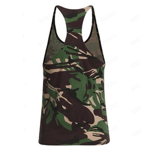 Chaleco de tirantes de gimnasio para hombre con estampado de camuflaje personalizado, camiseta sin mangas con espalda y línea larga informal, chaleco de entrenamiento liso al por mayor, suministro a granel - Product Image 4