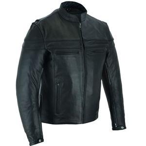 Men's PU Winter Casual Motorcycle Jacket <b>Turtleneck</b> Collar Zipper Closure Windproof Slim Fit Regular Sleeve Solid Color - Product Image 2