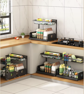 OEM/ODMMulti 2-Tier Foldable Waterproof Kitchen Storage <b>Rack</b> Space Saving <b>Dish</b> Bowl Organizer Countertop Shelf Holder - Product Image 4