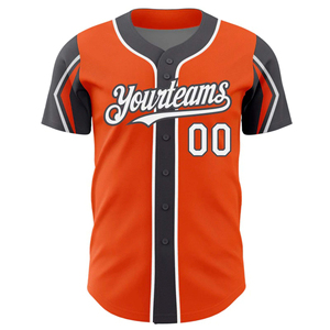 Maillot de baseball personnalisé orange et noir, uniforme d'équipe, boutonné, en polyester respirant, anti-humidité, pour le sport - Product Image 1