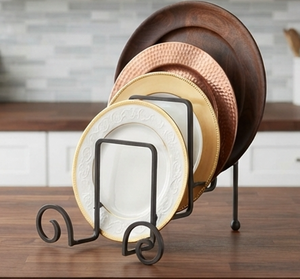 Best Quality Metal Iron <b>Plate</b> Stand and Holder Black Color Coated Iron Top Selling Kitchenware Storage Solution for Home - Product Image 5