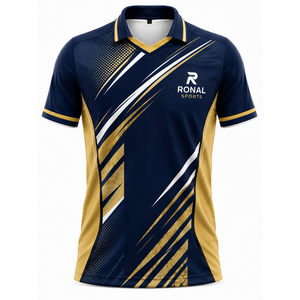 Custom Navy Gold Sublimation <b>Polo</b> Shirt Men Quick Dry Polyester Golf Sports Team Uniform Breathable Performance <b>Polo</b> OEM factory - Product Image 1