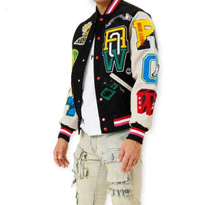 Blouson universitaire respirant grande taille pour hommes, personnalisable, en cuir, style baseball, vente chaude - Product Image 2