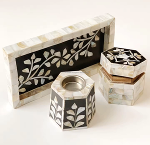 Plateau de brûleur d'encens en nacre exquis porte-encens en incrustation Bakhoor à usage religieux pour la célébration du Ramadan et de l'Aïd - Product Image 1