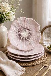 Service de vaisselle en céramique à motif floral, assiettes et bols en porcelaine émaillée, passe au lave-vaisselle, pour la maison, les fêtes et le service à l'heure du thé - Product Image 2