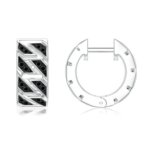 Pendientes de Aro con Diamantes Negros Naturales, Chapados en Rodio, Oro de 10K, 14K, 18K, Plata 925, 935, Joyería Fina Personalizada para Boda y Compromiso - Product Image 2
