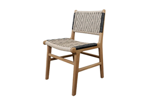 Chaise de salle à manger en teck tressé, siège et dossier en corde, mobilier minimaliste pour restaurant, cour et maison - Product Image 6