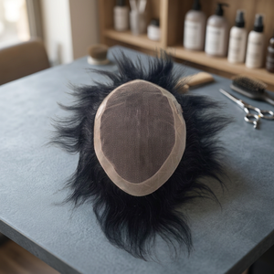 Premium Virgin Hair Toupee with PU around with swiss lace indian hair remy hair human hair <b>wig</b> toupee for mens patchese - Product Image 1