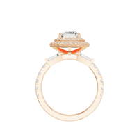 Anillo de Diamantes con Certificación IGI, Diseño de Joyería Nupcial para Mujer, Anillo de Lujo con Corte Esmeralda y Doble Halo, Oro de 14 Quilates, 2 Quilates