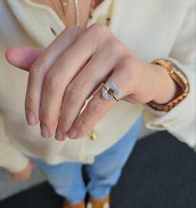Anillos de Sello con Forma de Corazón y Cúpula, Oro Sólido de 14K, Diamante Redondo Cultivado en Laboratorio, Joyería Fina Moderna, Venta al por Mayor - Product Image 6