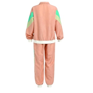 Survêtement de sport zippé pour femme, manches longues, avec logo frontal, col montant, poches, en polyester uni de poids moyen, nouveau style - Product Image 5