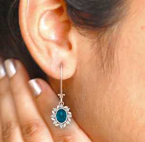 Pendientes Colgantes de Topacio Azul Londres, Plata de Ley 925, Chapados en Oro Rosa de 14K, Joyería para Mujer, Regalo para Fiesta - Product Image 3