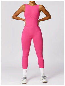 Nouvelle Combinaison de Sport Une Pièce pour Femme, Unie, Dos Nu, pour Fitness, Yoga et Entraînement, Effet Push-Up, Modèle Court - Product Image 2