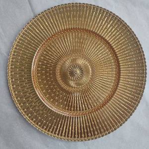 Assiette de présentation en verre transparent doré de 13 pouces, motif à pois, style moderne, pour mariage occidental, décorations, assiettes de service en verre pour fruits - Product Image 2