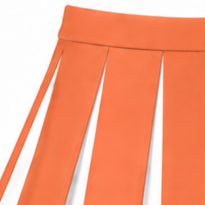 <b>Orange</b> <b>Pleated</b> Cheerleading <b>Skirt</b> Women Sports Performance Uniform Dance Team Apparel With Contrast Stripes - Product Image 5