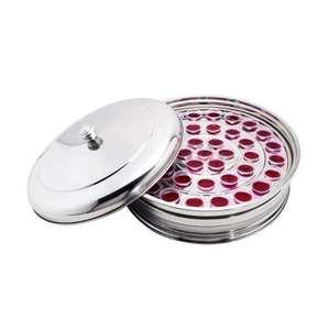 DURABLE STAINLESS STEEL HOLY COMMUNION TRIPLE <b>TRAY</b> SET 120 CUPS DISHWASHER SAFE <b>MIRROR</b> FINISH STABLE BOTTOM RING DELUXE AB1003 - Product Image 5