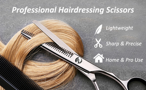 Kit de Tijeras de Peluquería de Acero Inoxidable Premium con Mangos de Goma para Salón y Uso Doméstico - Product Image 5