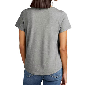 T-shirt pour femme en chenille brodée, col ras du cou, manches courtes, lettres grises, en coton, style universitaire - Product Image 2