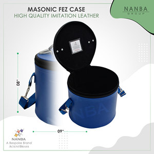 Estuche de Lujo para Gorra Masónica Bordada a Máquina, Caja de Almacenamiento y Exhibición de Imitación de Cuero, Cierre de Cremallera Azul, Ecológico - Product Image 2