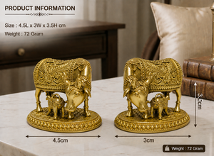 Ídolo de Latón Puro de Vaca y Cordero (Par) 4.5x3x3.5cm, 100% Latón, Gau Mata Murti Hecho a Mano, Duradero para Puja, Templo y Decoración del Hogar, Regalo Espiritual - Product Image 3