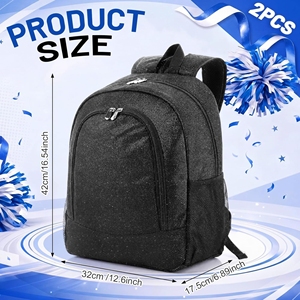 Ensemble de sacs à dos de cheerleading en polyester noir personnalisé avec impression pailletée, broderie de logo de groupe en vrac, OEM - Product Image 5