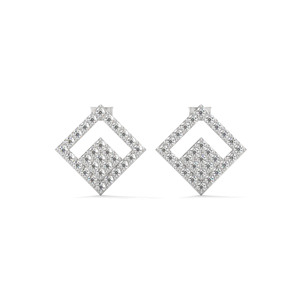 925 Sterling <b>Silver</b> <b>Stud</b> Earrings Moissanite Diamond Studded Rhodium Plated Square Halo Jewelry for Party Engagement Gift - Product Image 1