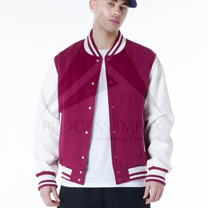 Veste universitaire pour homme, couleur marron et blanc, col rabattu, boutons sur le devant, polyester et coton, vêtement d'automne - Product Image 1