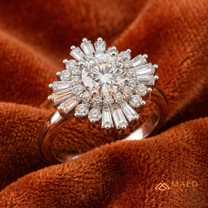 Round Cut Moissanite Cluster <b>Ring</b> <b>Silver</b> <b>Statement</b> Engagement <b>Ring</b> for Women Luxury Style Jewelry Gift - Product Image 2