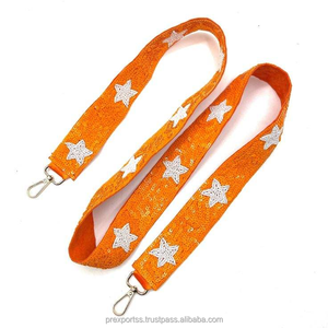 Beaded Star Handmade Crossbody Purse Shoulder <b>Strap</b> Embroidery Custom Belt Trendy College Gameday Sorority Vintage Bag Hanger - Product Image 1