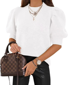 Suéter de Punto con Mangas Abullonadas para Mujer, Tendencia Primavera-Verano, Estilo Casual - Product Image 2