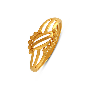 Bague en or tressée élégante, or massif 18 carats, bague ovale abstraite avec bordure perlée, bijou moderne et audacieux - Product Image 1