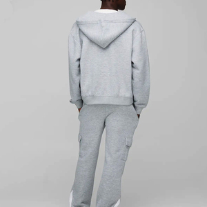 Conjunto de chándal de algodón personalizado para hombre, con sudadera con cremallera completa y pantalones anchos, estilo urbano, talla grande - Product Image 4