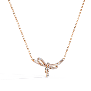 Collar de Oro Rosa de 10K, 14K y 18K con Lazo y Diseño de Nudo Delicado con Diamantes Cultivados en Laboratorio - Product Image 1