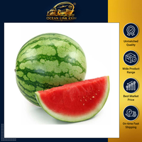 Verse rode watermeloen, heel en gesneden, rijpe meloen, natuurlijk zoet, sappig fruit, kwaliteit A, voor groothandel.