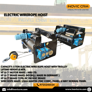 Polipasto Eléctrico de Cable INOVIC CRM de 5 Toneladas para Trabajo Pesado con Elevación de 6 Metros |   Carro de Grúa Metálico con Protección IP65 para Elevación Industrial - Product Image 3