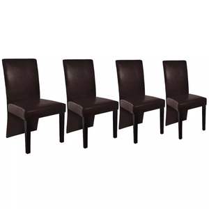4pcs Brown Faux Leather <b>Dining</b> <b>Chairs</b> - Product Image 2