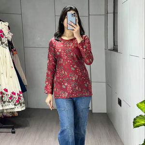 Kurti en coton léger à imprimé floral pour le collège et le travail - Product Image 1