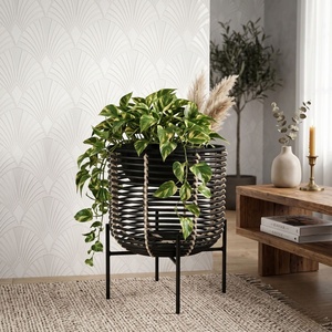 Modern Faux Rattan Planter <b>Basket</b> Large Indoor Outdoor <b>Garden</b> Custom Size Set - Product Image 2