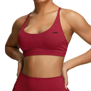 New Arrival Custom Front Logo Lightweight High Support Women's Solid <b>Racerback</b> U-Neck Yoga Sports <b>Bra</b> 75%Nylon 25%Spandex - Product Image 6