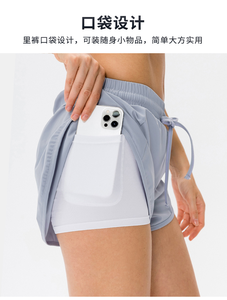 Shorts Deportivos de Tenis para Mujer, Dos Piezas, Secado Rápido, Transpirables, Holgados, para Yoga, Fitness, Running, con Bolsillos - Product Image 3