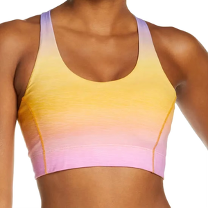 Soutien-gorge de sport dégradé pour femme, jaune rose ombré, sans coutures, pour l'entraînement et le fitness, maintien optimal, vêtement de sport actif - Product Image 4