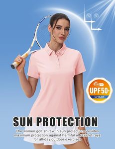Polo à manches courtes pour femme, couleur unie rose, tissu tissé décontracté, longueur normale - Product Image 6