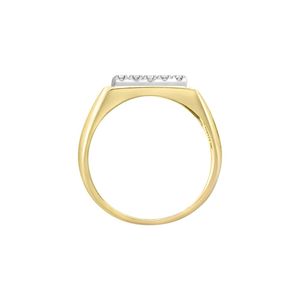 Anillo de sello para hombre de oro amarillo de 14K al por mayor con diamantes cultivados en laboratorio, diseño cuadrado con pavé, banda bicolor, estilo hip hop, personalizado para boda - Product Image 3